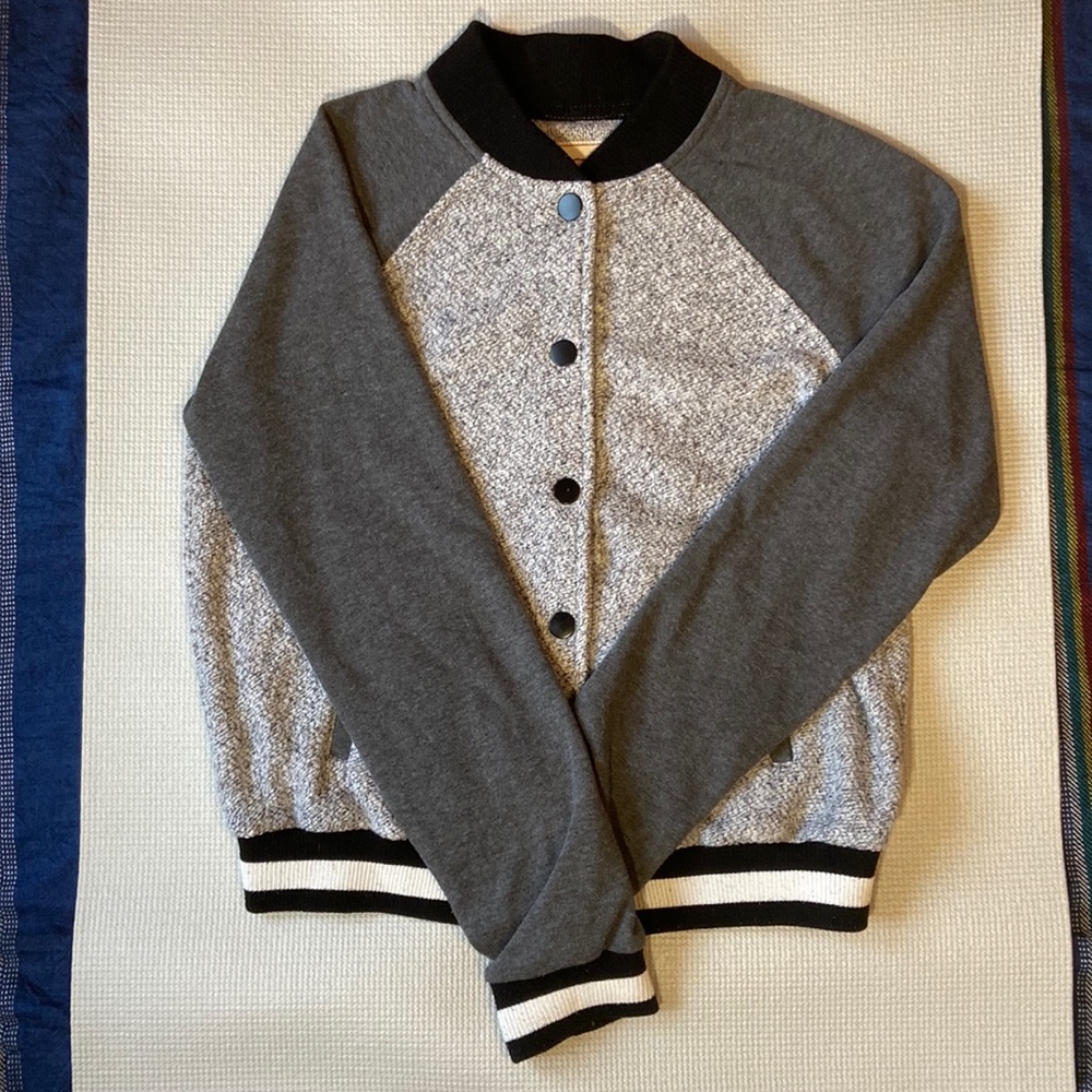SO Authentic American Jacket-Grey Black White Bomber-Juniors